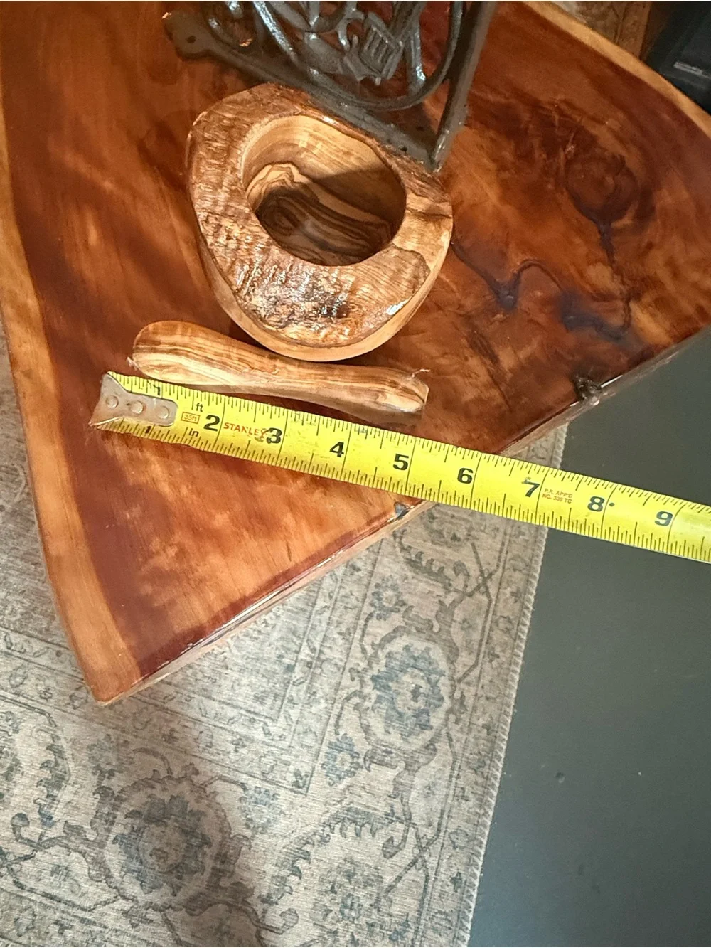 Hand-Carved Wooden Mortar and Pestle - Natural Wood